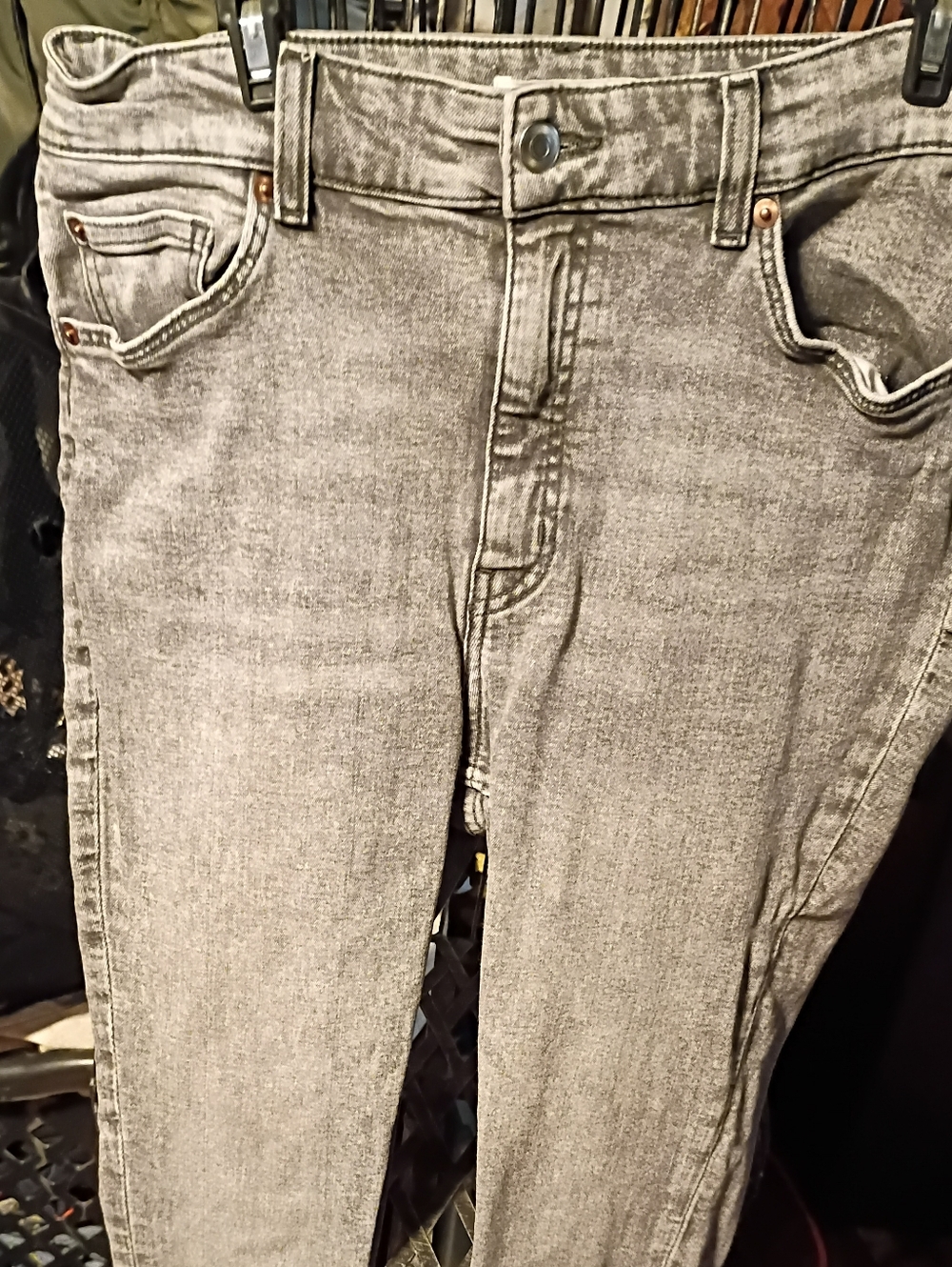 H&M Light Gray Acid Wash High-Rise Jeans